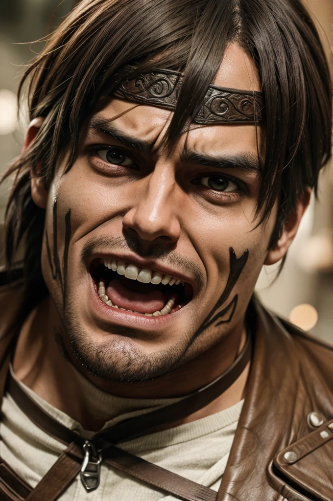 Create a human transforming into Attack titan.