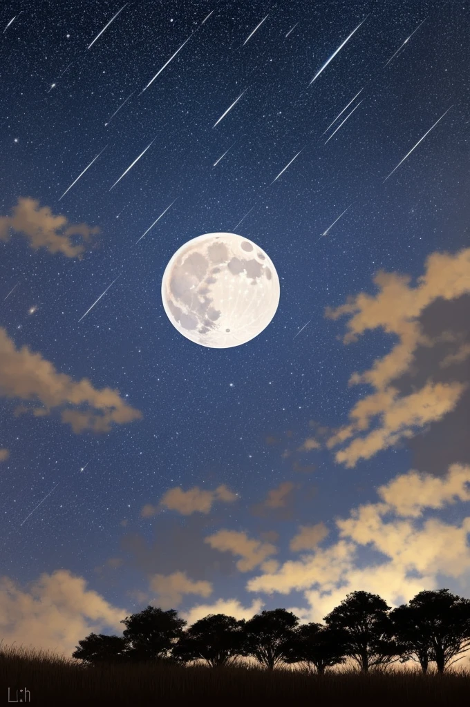 a dark night sky with stars and clouds and a full moon, a digital painting by Li Mei-shu, tumblr, space art, bright moonlight and stars, starry-night!!!!!!!!!!!!!!!!!!!!, moon and stars, the moon and stars, ✨🕌🌙, stars glistening in the night, dark and stars in the background, moonlit night sky, dreamy night