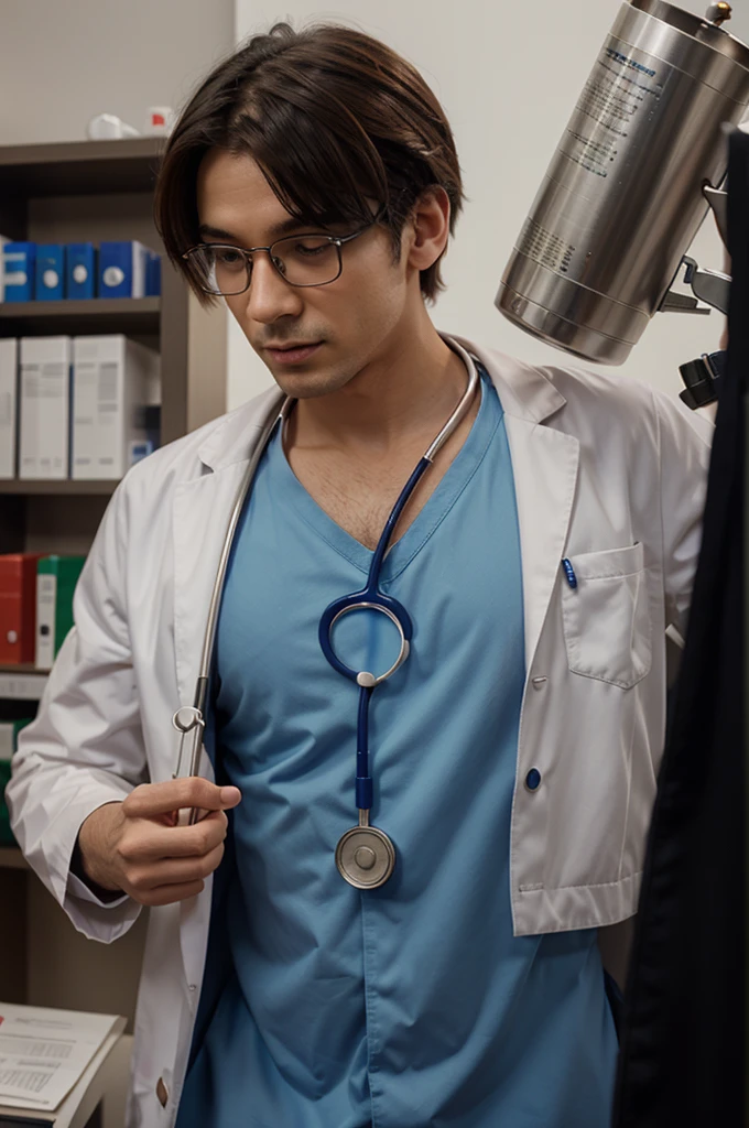A pharmacist fox dressed as a doctor with a stethoscope around his neck