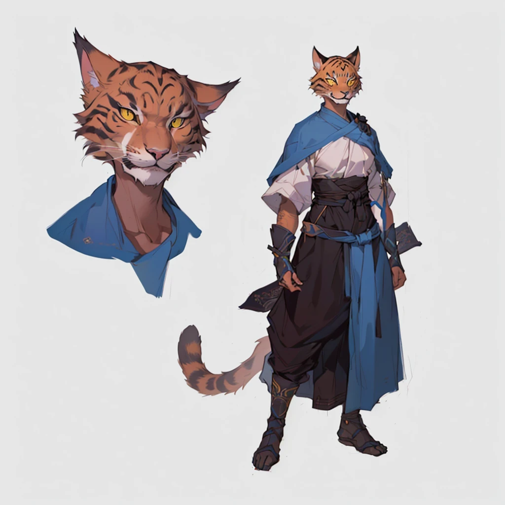 there is a cat next to the man, anthro cat, an anthro cat, anthropomorphic cat, anthro concept art, unrealistic character concept, Monk Tabaxi, The concept of a fantasy character, Anthropomorphic cat ninja, anthro art, Anthropomorphic cat, realistic character concept, character concept art, senior concept artist