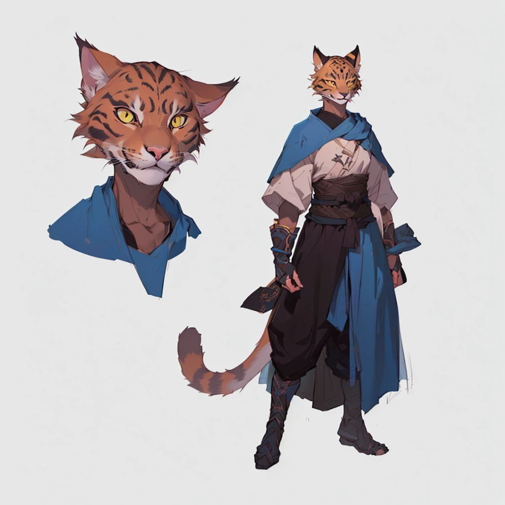 there is a cat next to the man, anthro cat, an anthro cat, anthropomorphic cat, anthro concept art, unrealistic character concept, Monk Tabaxi, The concept of a fantasy character, Anthropomorphic cat ninja, anthro art, Anthropomorphic cat, realistic character concept, character concept art, senior concept artist