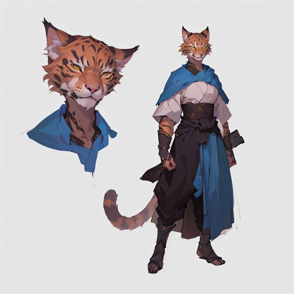 there is a cat next to the man, anthro cat, an anthro cat, anthropomorphic cat, anthro concept art, unrealistic character concept, Monk Tabaxi, The concept of a fantasy character, Anthropomorphic cat ninja, anthro art, Anthropomorphic cat, realistic character concept, character concept art, senior concept artist