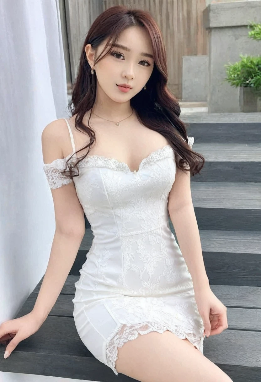 ((high quality:1.2)), work of art, (8k), extremely detailed, ((High detail:1.2)), ((best resolution:1.4)), Solo, 1girl, 24 years old Korean Ulzzang female, ((tight short sexy dress)),