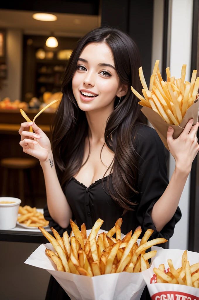 French fries celebrating