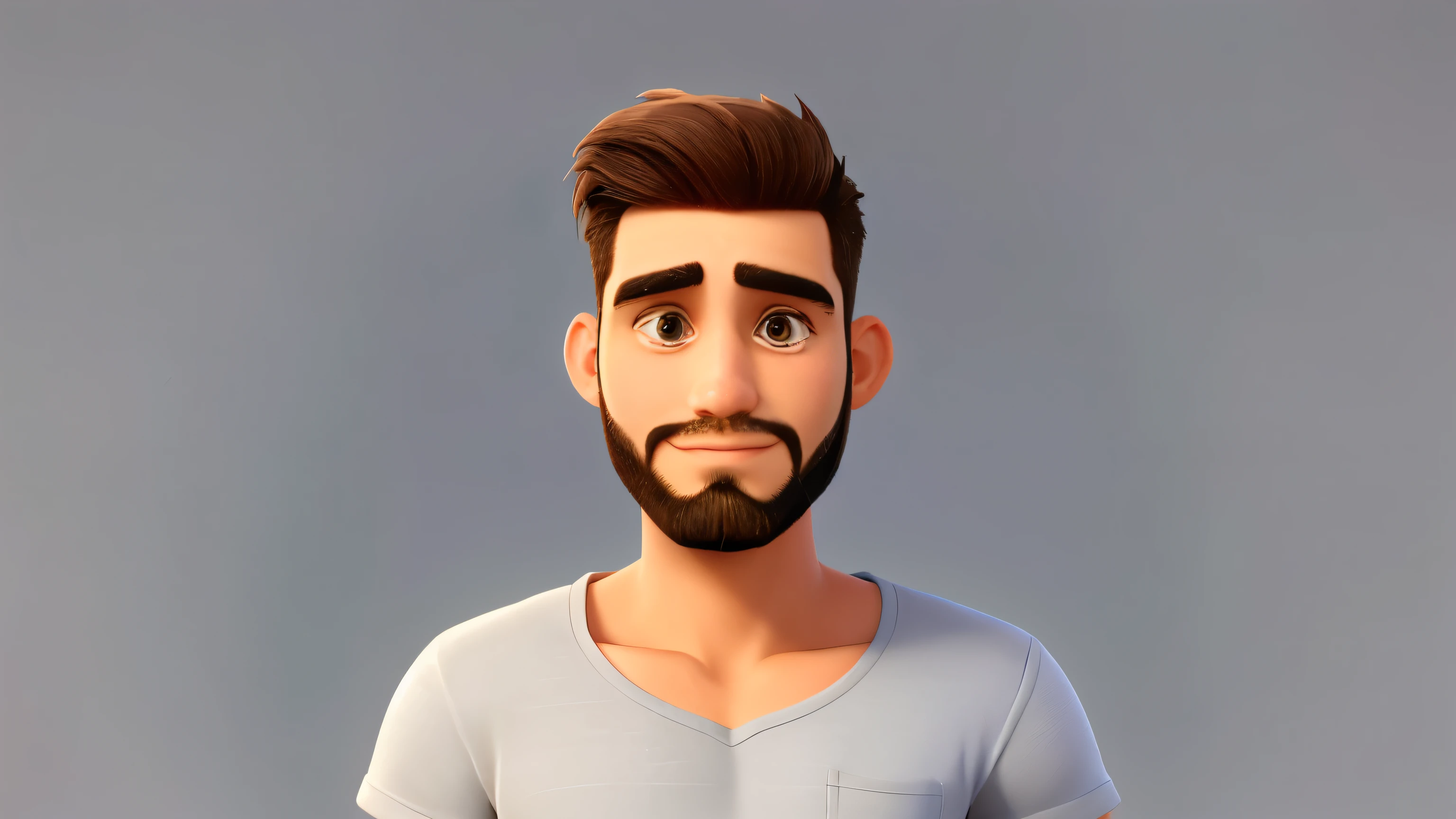 man 28 years old, short beard, shaven hair, looking straight ahead, sorindo