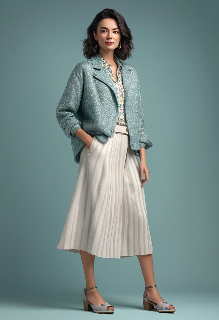 a photorealistic fullbody image of woman wearing twee style clothing 