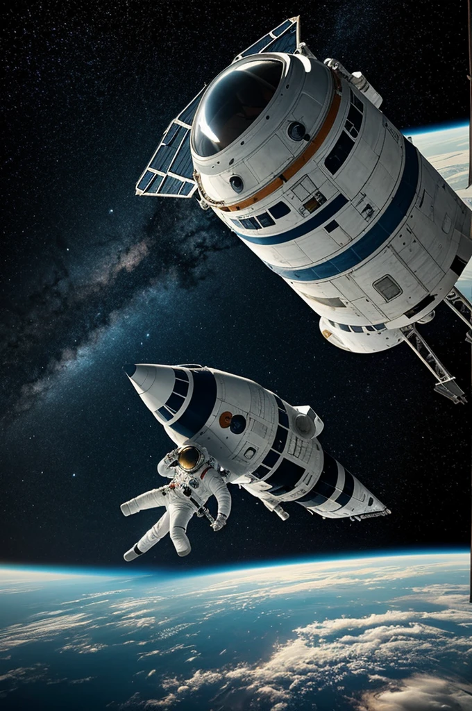 T shirt design, space ship and astronaut on it
