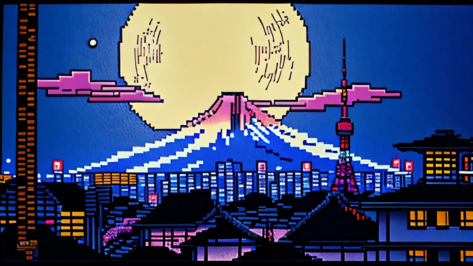 8 bit style,night,tokyo