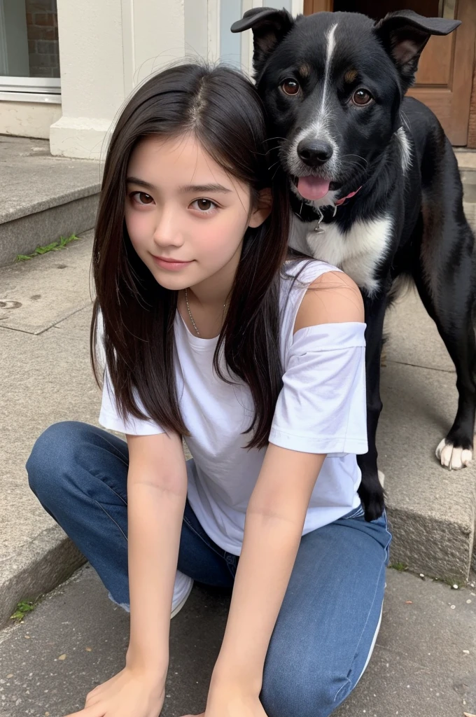 1 girl,18 years old,\\dog\\