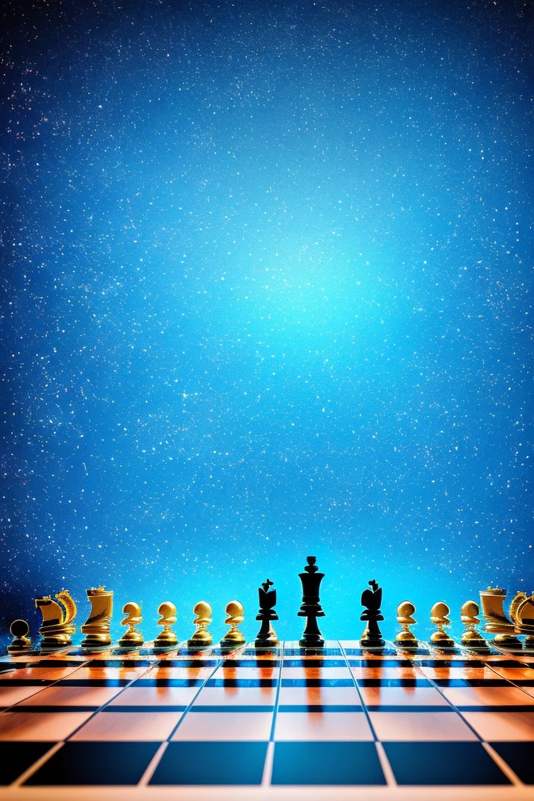 ((Normal chess pieces)), studying chess book, Side light, reflection,The sun reflects light,Silver metal,red flag,luster,Soviet poster style,diffuse reflection,metalictexture,The vista is the blue earth, starry sky, high key, Magnificent Chess propaganda poster,