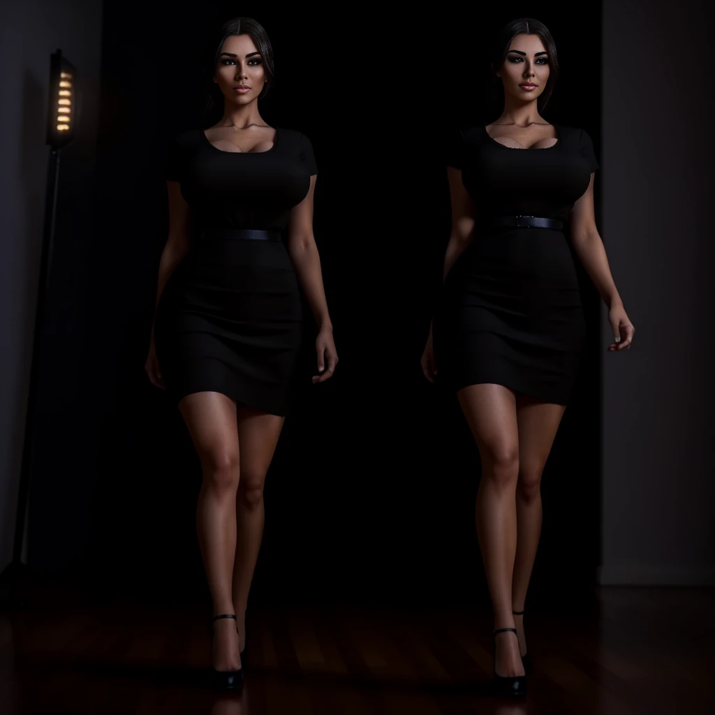 a woman standing, walking alone, best possible quality, full body photo, wearing a realistic dress or skirt, 4k quality, realistic, maximum possible detail, beautiful detailed eyes, beautiful detailed lips, extremely detailed eyes and face, long eyelashes, female, portrait, photorealistic, hyper detailed, ultra-detailed, cinematic lighting, dramatic lighting, warm colors,