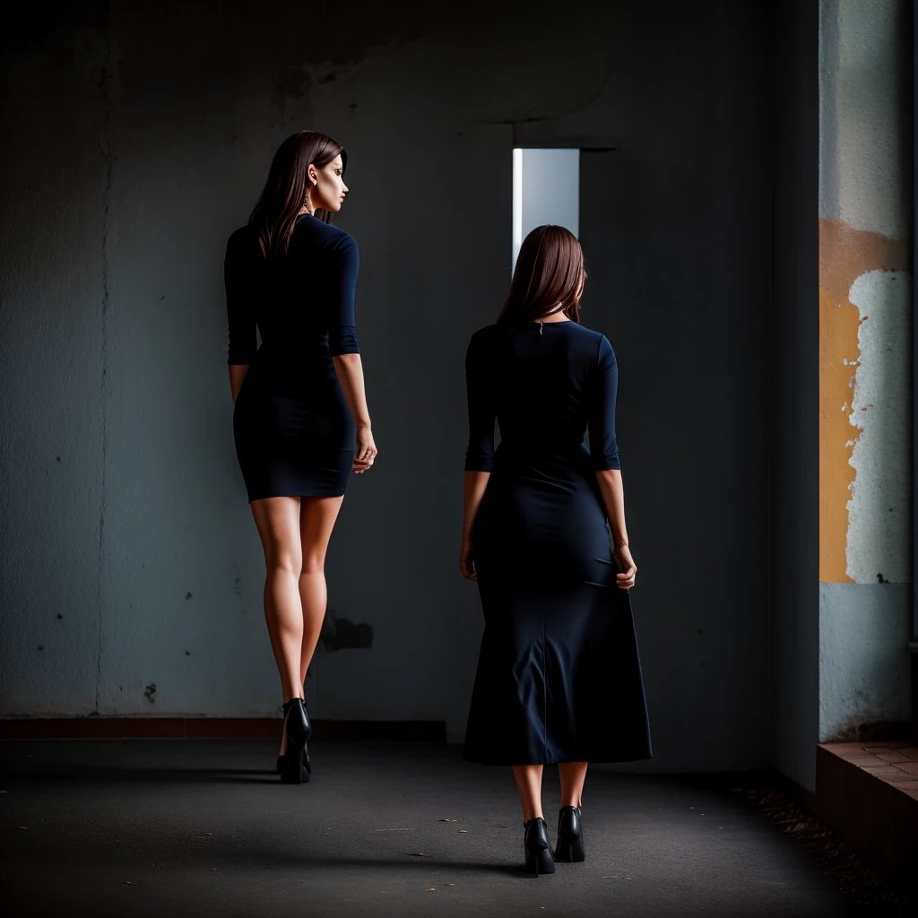 Woman standing, walking alone, best possible quality, full body photo, usando vestido ou saia realisitic, 4k quality, realisitic, as much detail as possible