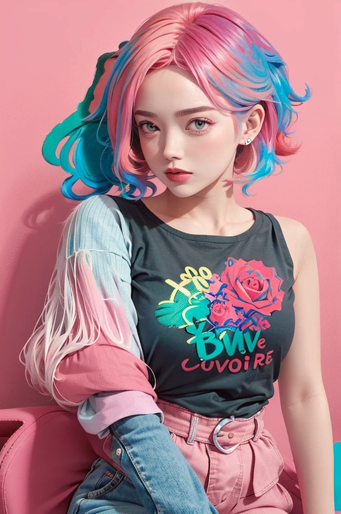 (T-shirt mode rose:1.9),(Cheveux colorés: 1.8), (toutes les couleurs de l'arc en ciel: 1.8),(((((vertical peintureing:1.6))), (peintureing:1.6),Devant, des bandes dessinées, illustrations, peintureings, grands yeux, yeux cristallins,( queue de cheval haute dégradé de couleur arc-en-ciel:1.7), Maquillage exquis, bouche fermée,(Petit frais: 1.5),(Essuyer la poitrine: 1.6) ,long cils, t-shirt blanc à épaules dénudées, Chemise blanche à épaules dénudées,en regardant le public, grands yeux larmoyants, (cheveux de couleur arc-en-ciel:1.6), tâche de couleur, (seulement:1.8), tâche de couleur, explosion de couleurs, thick peinture style, lignes désordonnées, ((brillant)),(coloré), (coloré), (coloré), coloré, Thick peinture Style, (éclaboussure) (Color éclaboussure), Vertical peintureing, haut du corps, peinture éclaboussure, Pigment Acrylique, Pente, peinture, Qualité d'image la plus élevée, la plus haute qualité, chef-d'œuvre, seulement, profondeur de champ, Face peinture, coloré clothes, (élégant: 1.2), Magnifique,cheveux longs, vent, (élégant: 1.3), (pétales: 1.4),(((chef-d'œuvre))),(((meilleure qualité))),((Ultra-détaillé)),(illustration),(angle dynamique),((Flottant)),(peinture),((cheveux ébouriffés)),(seulement),(1fille) , (((visage anima détaillé))),((beau visage détaillé)),collier,épaules nues,cheveux blancs, ((coloré hair)),((cheveux méchés)),beaux yeux détaillés,(Pente color eyes),(((coloré eyes))),(((coloré background))),(((saturation élevée))),(((surrounded by coloré splashes))),