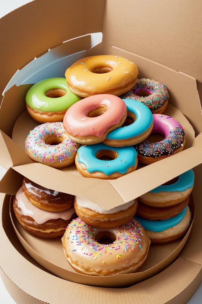Donut packaging Hexagonal-shaped packaging with transparent lid Bright colors and illustrations of donuts on the outside
: Use of recycled cardboard and biogradable plastic for lid
