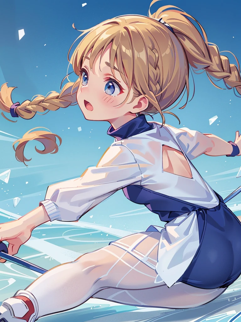 Highest quality、High resolution、Detailed Background、(Beautiful face in every detail:1.4)、Anatomically correct、(Detailed facial expressions)、(fine grain:1.2), ((shoot from side:1.5)), Teenage Beauty、Cute hair color、Braided Ponytail、Braided bob cut、Braided twin tails、Lower grade primary school students, Speed skater, Beautiful skating form, Beautiful forward leaning posture, (Speed skating costumes、turtleneck、No sleeve、Full Body Tights、High-necked skates)、Perfect body line、(Desperately slipping away on the ice:1.5、Full Strength:1.5)、(I have tears in my eyes:1.5、Screaming and looking like she's about to cry)、Cutting through the wind、Frozen lake in the forest、