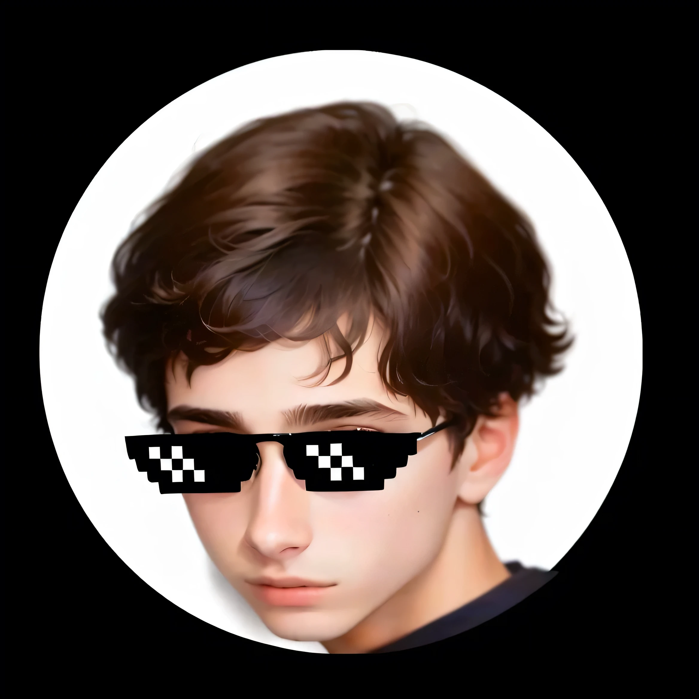 there is a photo of a boy with glasses on his face, cool guy, we can, with sunglasseses, discordant profile photo, 18 years old, finn wolfhard, andy milonakis, he wears an eyepatch, msxotto, Timotee Chalamet, 1 6 years old, hasan piker, with sunglasses, tommy 1 6 years old