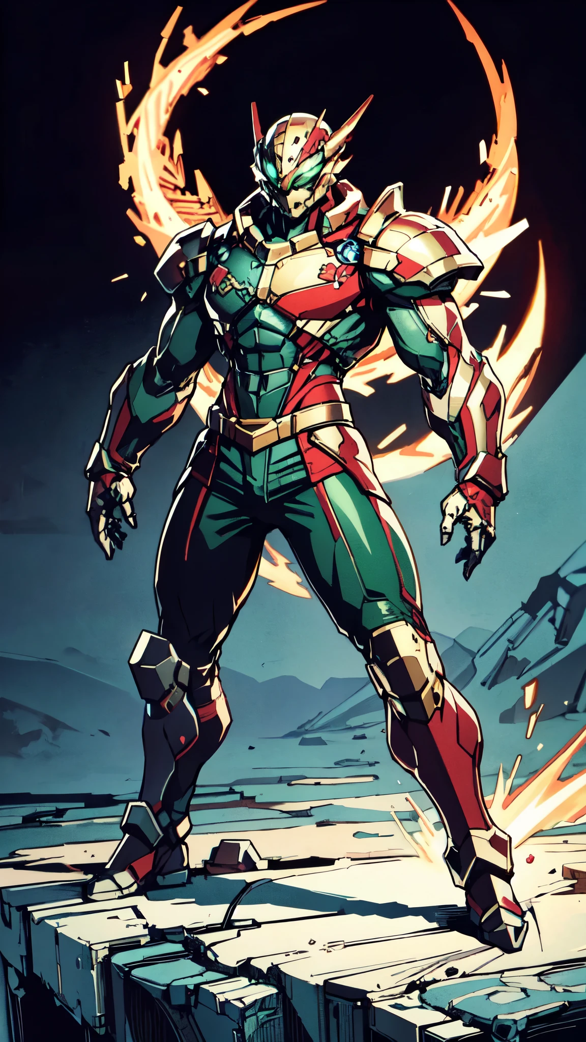 A man wearing a full-face helmet, a fantasy-style biotech armored combat suit, green eyes, (a composite layered chest armor), fully enclosed shoulder guards, matching arm and leg guards, the belt is adorned with dragon claw grasping orbs, (the color scheme is primarily black with red accents), the design balances heavy with agility, a high-tech bio-mecha armor, (Armor Concept Inspired by Dragons, stand on the top of a skyscraper in a futuristic sci-fi city), this character embodies a finely crafted fantasy-surreal style armored hero in anime style, exquisite and mature manga art style, (element, plasma, energy, the armor glows), ((male:1.5)), metallic, real texture material, dramatic, high definition, best quality, highres, ultra-detailed, ultra-fine painting, extremely delicate, professional, perfect body proportions, golden ratio, anatomically correct, symmetrical face, extremely detailed eyes and face, high quality eyes, creativity, RAW photo, UHD, 32k, Natural light, cinematic lighting, masterpiece-anatomy-perfect, masterpiece:1.5