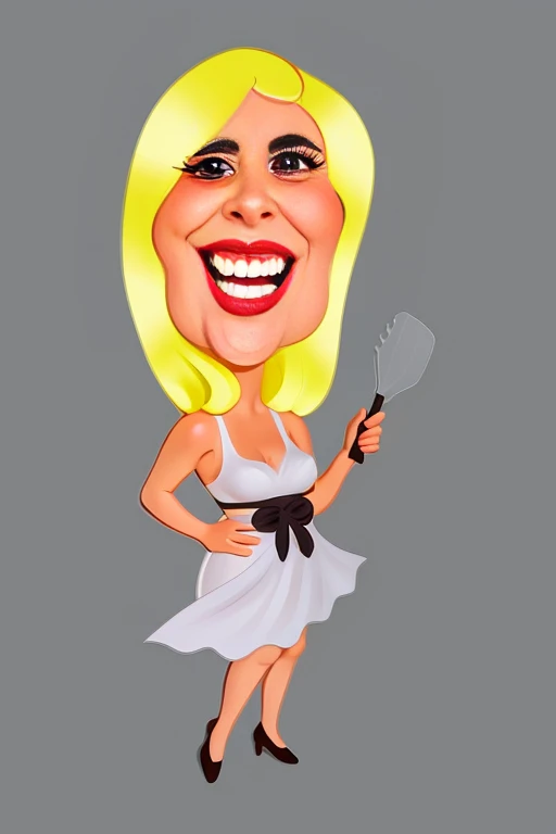 cartoon woman in white dress holding a spatula and smiling, caricature illustration, caricature style, in cartoon style, caricature!!!, inspired by Shirley Teed, caricature, caricature, cartoon style illustration, cartoon portrait, caricature, style cartoon art, cel shaded:15, Elaine, cartoon illustration, Cartoon character, cartoon digital art, cel shaded, 8k