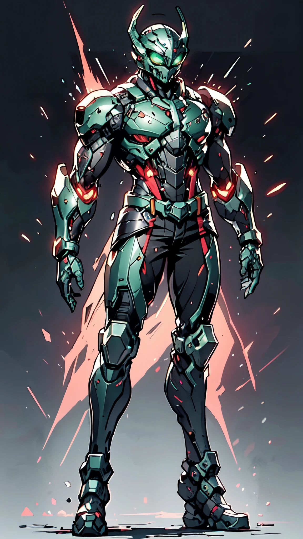 A man wearing a full-face helmet, a fantasy-style biotech armored combat suit, green eyes, (a composite layered chest armor), fully enclosed shoulder guards, matching arm and leg guards, the belt is adorned with dragon claw grasping orbs, (the color scheme is primarily black with red accents), the design balances heavy with agility, a high-tech bio-mecha armor, (Armor Concept Inspired by Dragons, stand on the top of a skyscraper in a futuristic sci-fi city), this character embodies a finely crafted fantasy-surreal style armored hero in anime style, exquisite and mature manga art style, (element, plasma, energy, the armor glows), ((male:1.5)), metallic, real texture material, dramatic, high definition, best quality, highres, ultra-detailed, ultra-fine painting, extremely delicate, professional, perfect body proportions, golden ratio, anatomically correct, symmetrical face, extremely detailed eyes and face, high quality eyes, creativity, RAW photo, UHD, 32k, Natural light, cinematic lighting, masterpiece-anatomy-perfect, masterpiece:1.5