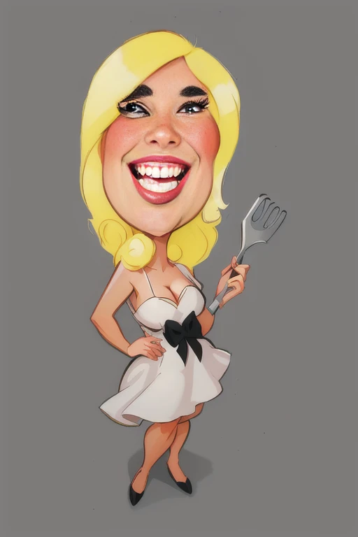 cartoon woman in white dress holding a spatula and smiling, caricature illustration, caricature style, in cartoon style, caricature!!!, inspired by Shirley Teed, caricature, caricature, cartoon style illustration, cartoon portrait, caricature, style cartoon art, cel shaded:15, Elaine, cartoon illustration, Cartoon character, cartoon digital art, cel shaded, 8k