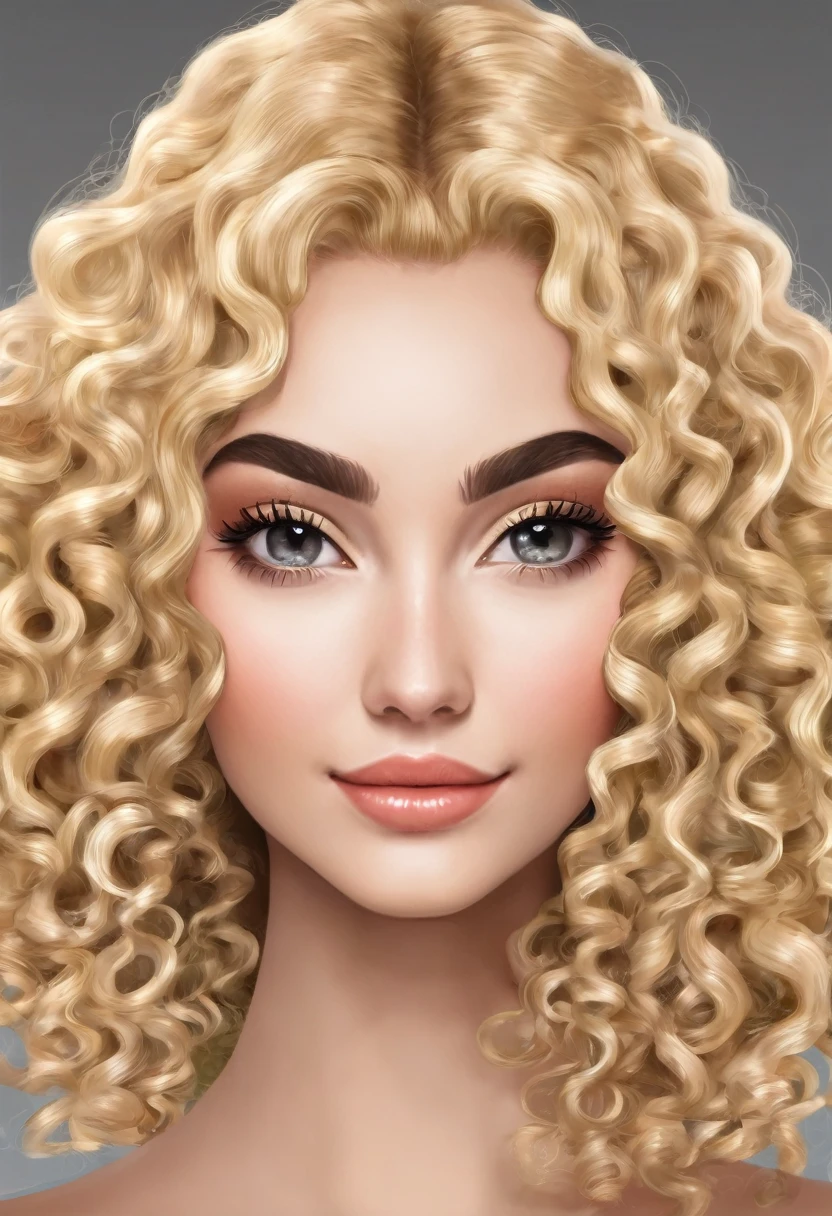 Create a face with blonde curly hair that&#39;s not too light and not too dark,hair cut on the sides,just on top curly,with karate gi and glove,with a muscular body, thin eyebrow with line,beautiful beak and very masculine square face,with honey eyes