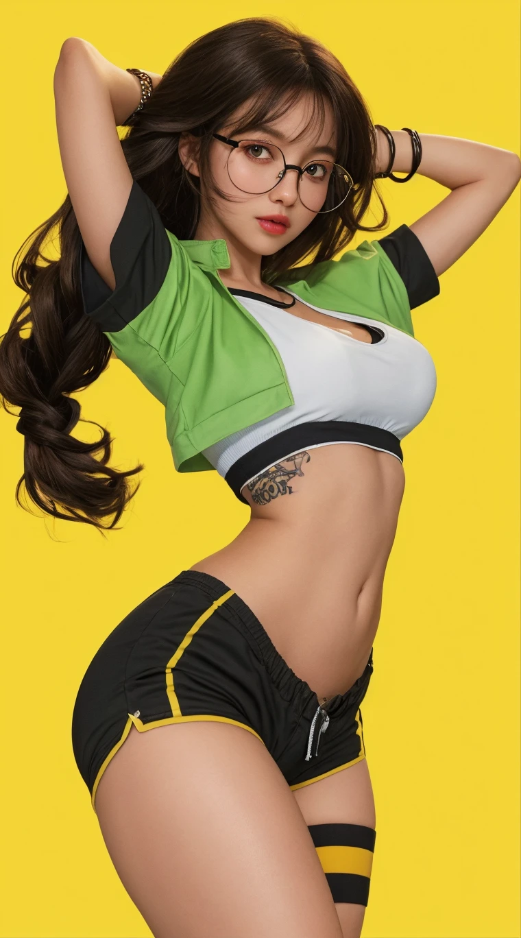((masterpiece, best_quality)), (photorealistic:1.4),  solo, 1 girl, white_background, black_hair, long_hair,   zettai_ryouiki, loose long sleeve T-shirt, outline nipple can be seen through the clothes, areola bulge, sketch-bird printing, Chuck Taylor, belly, crotch gap, running shorts, crotch barely seen, cameltoe ,shiny skin, sweaty skin, nose blush, canvas tote bag
