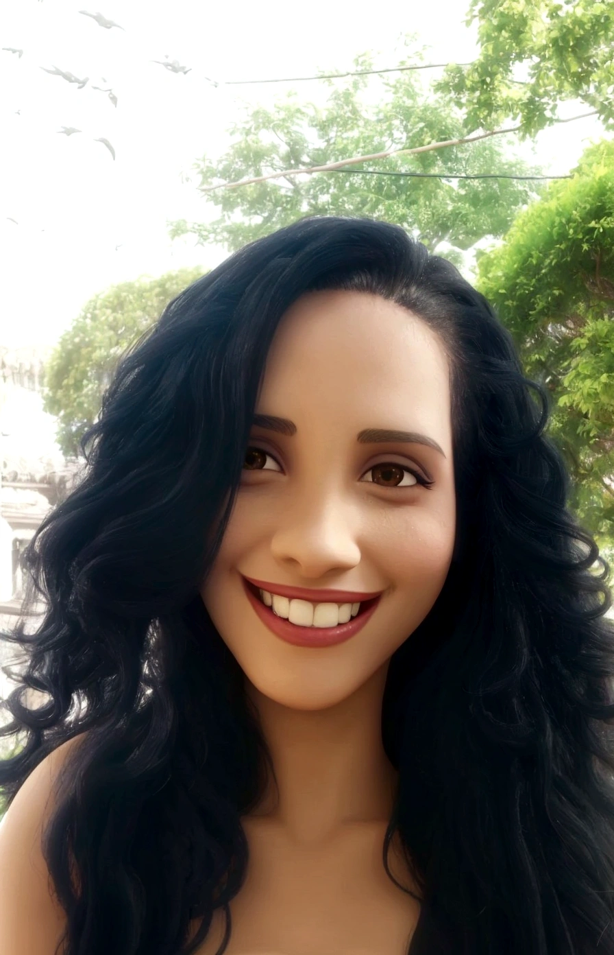 smiling woman with long black hair and a black top, profile image, malika favre, foto de perfil com headshot, inspired by Maria Helena Vieira da Silva, alanis guillen, by Maria Helena Vieira da Silva, 30-year-old woman from cuba, powder Nándor Katona, headshot, dayanita singh, professional profile photo