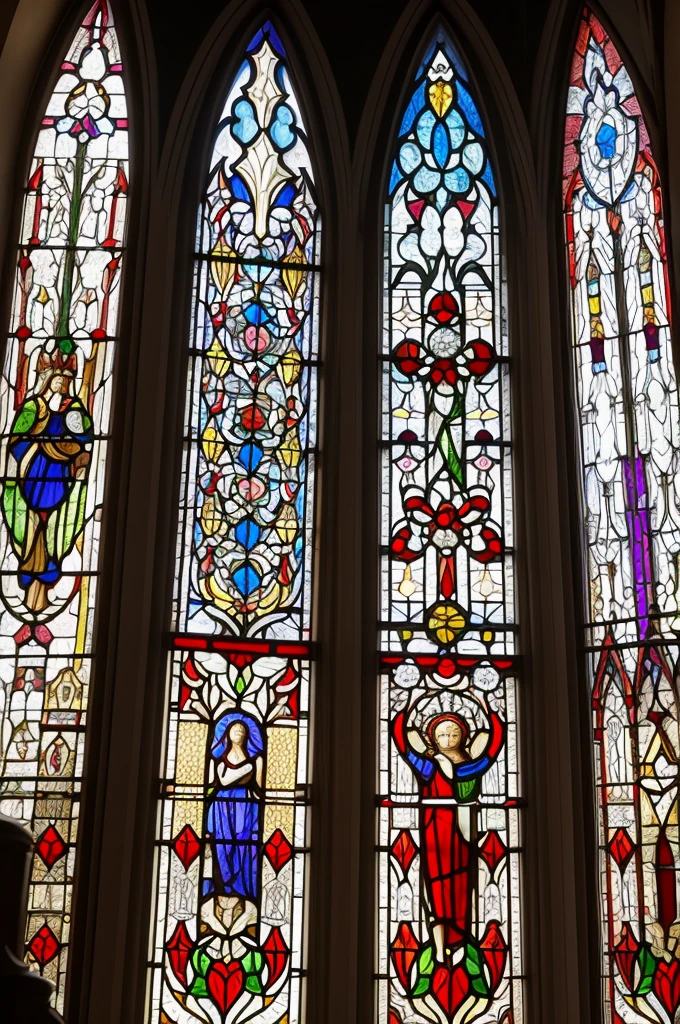 create a medieval style stained glass window from the Altarpierce of Ghent