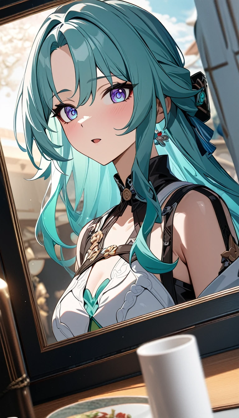 (masterpiece), best quality, ultra-detailed, 1024k UHD wallpaper, ultra-high resolution, depth of field, HDR, (extremely detailed CG 1024k wallpaper), Detailed face, Detailed Clothes, Ultra HD Photo, 1girl, jade, honkai star rail, (newest anime art style)
