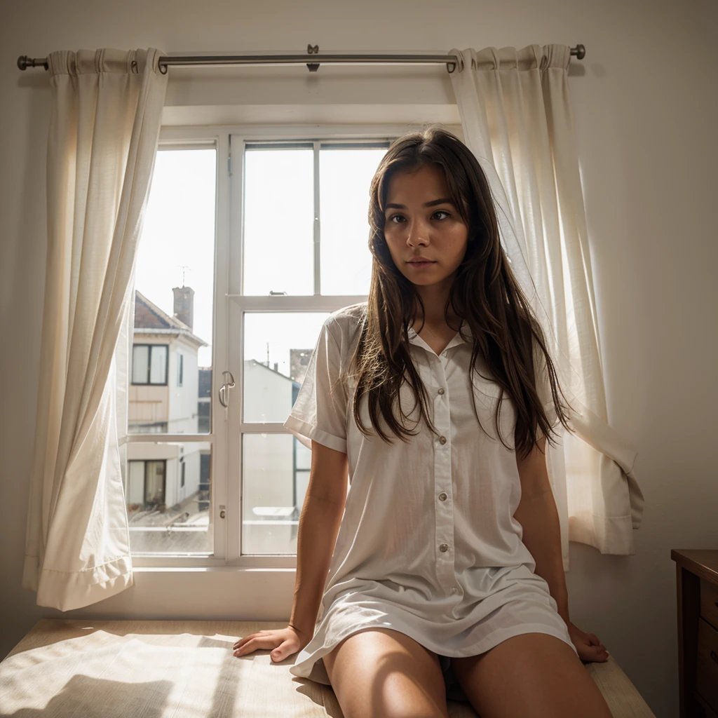 a girl waiting in the window sadly for her lover to return