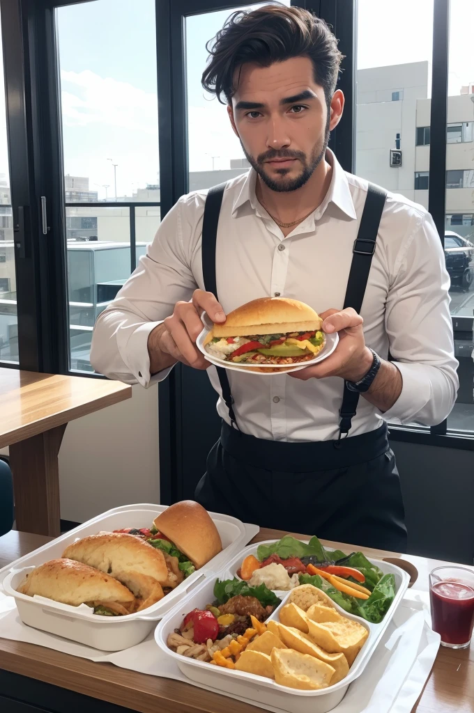 Man has lunch