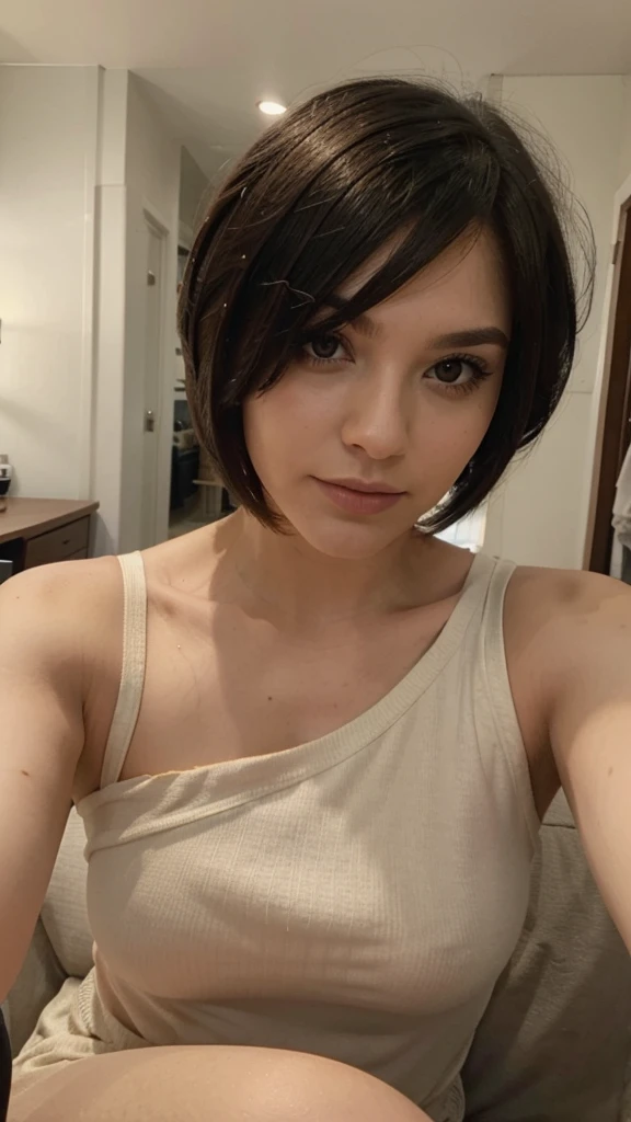 Selfie short shoulder length hair 