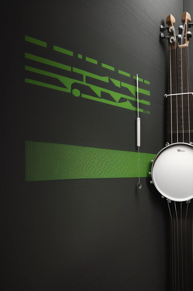 Percussion instruments texture t-shirt template, with the main colors green and black with white parts 