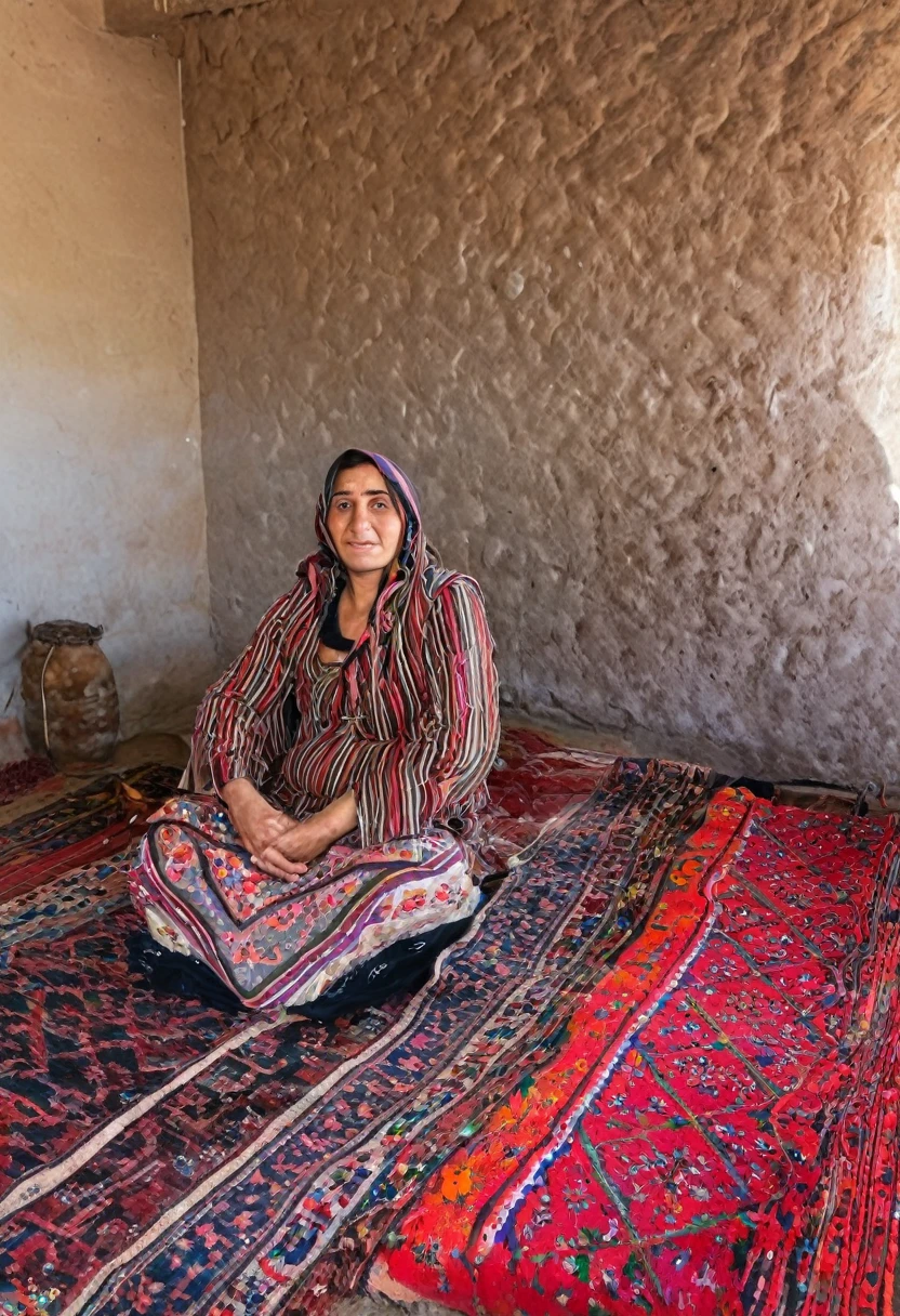Kurdish woman in village room