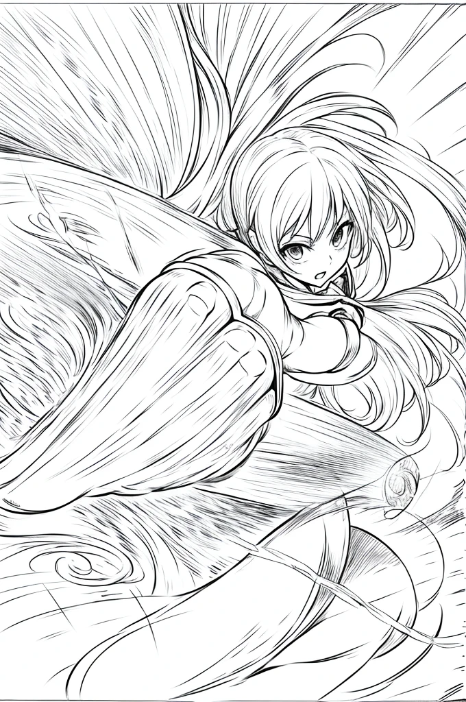 anime girl attacking a table with magic in her hand , drawing