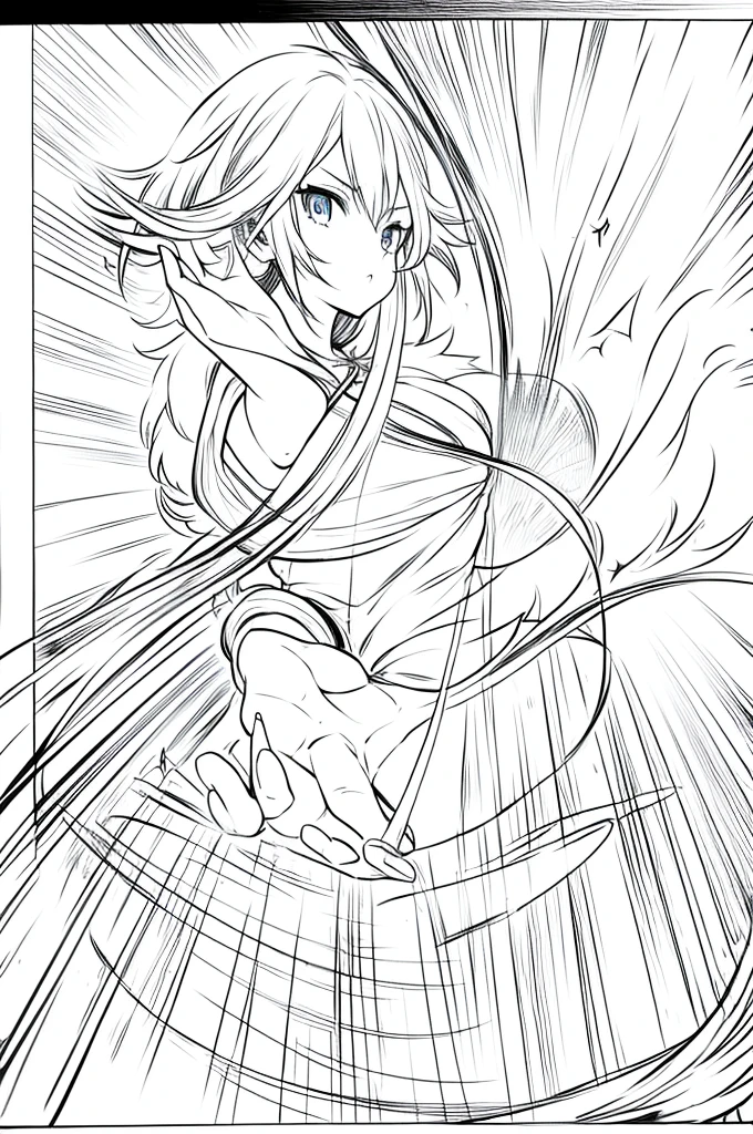 anime girl attacking a table with magic in her hand , drawing