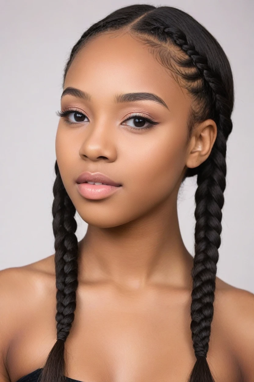 beautiful black teenager, showing the perfect ass, steep nose, small-nose, thin lips, delicate features, braids in hair
