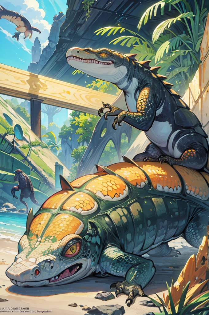 4K. Megalania hybrid, Gila Monster, chameleon, Anolis, crow, Yellow Scorpion, Loggerhead Turtle, Açu Alligator and Orca