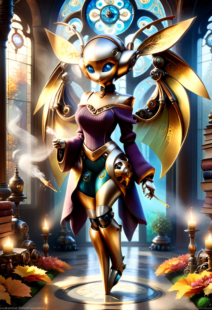 masterpiece, best quality, highly detailed,, solo, twintails, off-shoulder sweater, choker, . Ultra HD, Rococo-Inspired Fantasy Art With Intricate Details. Cute, ooking at viewer Beautiful Eyes, An-Ideal-Figure. symmetrical face, photorealistic, photography, path tracing, specular lighting, volumetric face light, path traced hairmaximum quality{(masutepiece) (8K High Resolution) (top-quality) In the style of breath of the wild. steampunk robot monk,beautiful ornate architecture,steampunk machinery and gears,exquisite stained glass windows,enchanted flower garden,ancient stone walkway with intricate carvings,glowing candles and dimly lit atmosphere,steam and smoke billowing from the machinery,mystical atmosphere,peaceful and serene setting,mechanical wings attached to the robot monk's back,robot monk with intricate clockwork mechanisms,electromechanical eyes glowing with energy,warm golden color palette,gentle sunlight streaming through the stained glass windows,whispering sound of wind and rustling leaves,the scent of aged books and incense,notes of ancient Gregorian chants echoing in the air,sense of awe and tranquility,combination of futuristic and medieval elements,harmony of technology and spirituality.