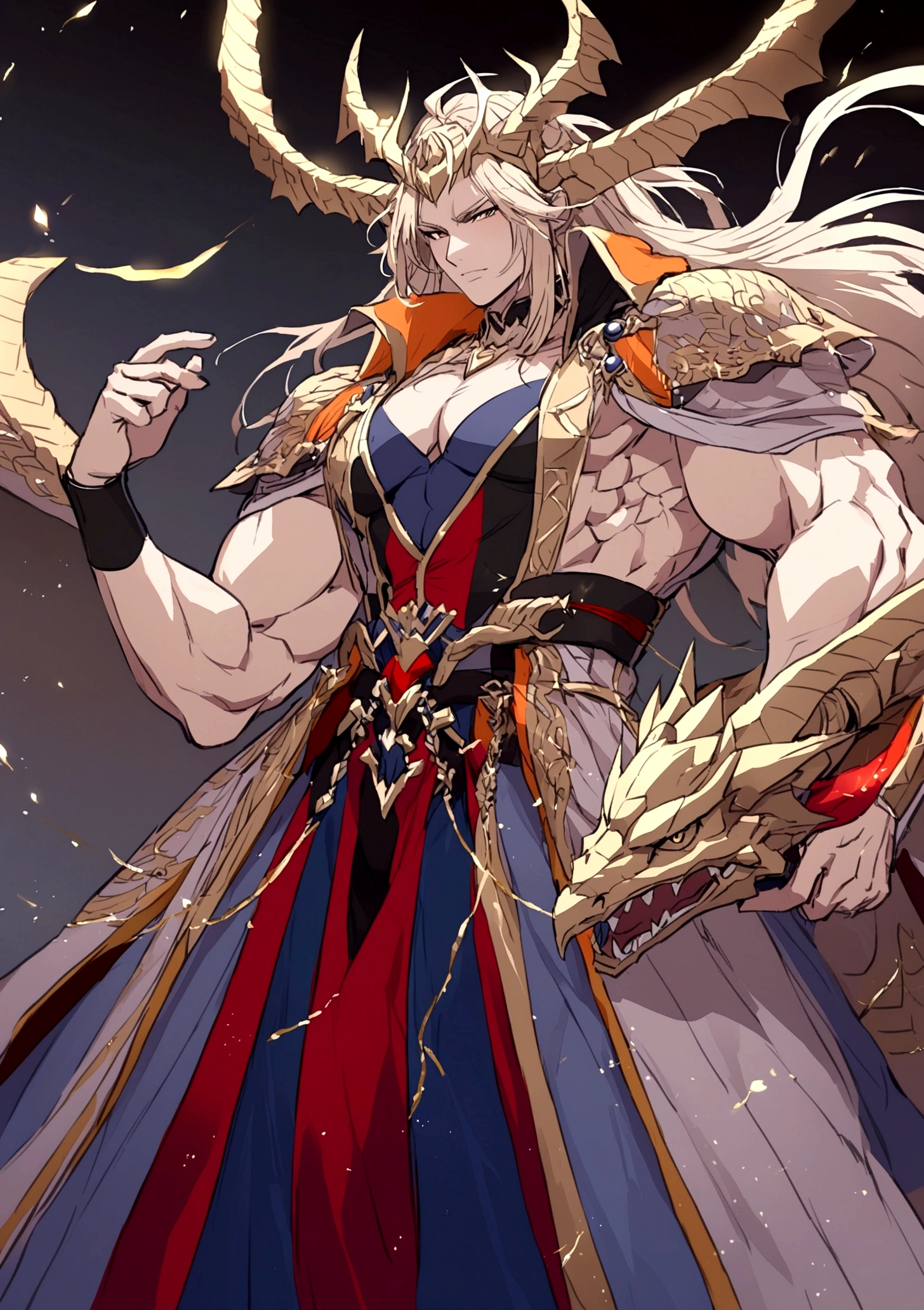 King Ghidorah as a human, old muscular man