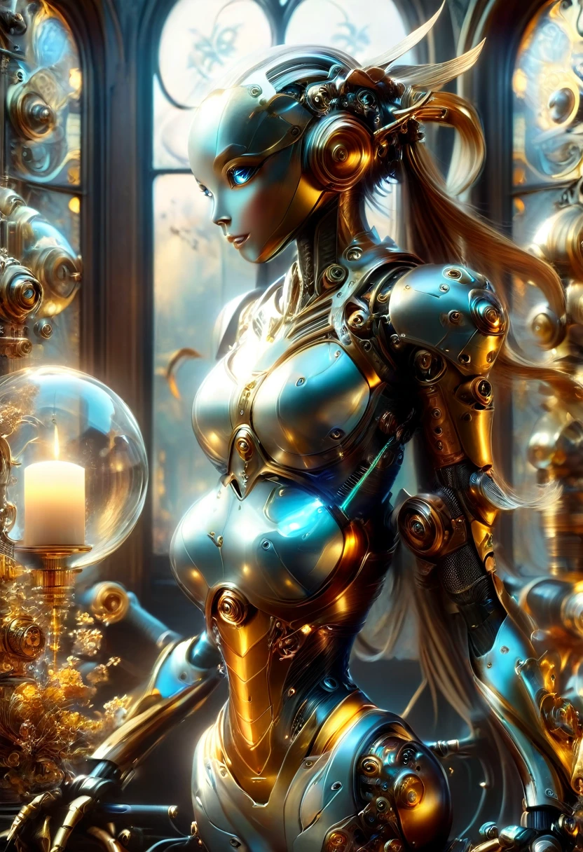 masterpiece, best quality, highly detailed,, solo, twintails, off-shoulder sweater, choker, . Ultra HD, Rococo-Inspired Fantasy Art With Intricate Details. Cute, ooking at viewer Beautiful Eyes, An-Ideal-Figure. symmetrical face, photorealistic, photography, path tracing, specular lighting, volumetric face light, path traced hairmaximum quality{(masutepiece) (8K High Resolution) (top-quality) In the style of breath of the wild. steampunk robot monk,beautiful ornate architecture,steampunk machinery and gears,exquisite stained glass windows,enchanted flower garden,ancient stone walkway with intricate carvings,glowing candles and dimly lit atmosphere,steam and smoke billowing from the machinery,mystical atmosphere,peaceful and serene setting,mechanical wings attached to the robot monk's back,robot monk with intricate clockwork mechanisms,electromechanical eyes glowing with energy,warm golden color palette,gentle sunlight streaming through the stained glass windows,whispering sound of wind and rustling leaves,the scent of aged books and incense,notes of ancient Gregorian chants echoing in the air,sense of awe and tranquility,combination of futuristic and medieval elements,harmony of technology and spirituality.