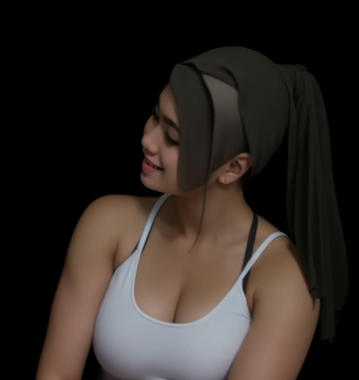 Malay girl in hijab in a gym, laughing, masterpiece, best quality, masterpiece, best quality, official art ,extremely detailed CG unity 8k wallpaper, gym shorts, (small breasts:1.2), exercise, 1girl  , realistic, real malay women, photo, photography, looking at viewer, fine body, bright light, ultra high quality,