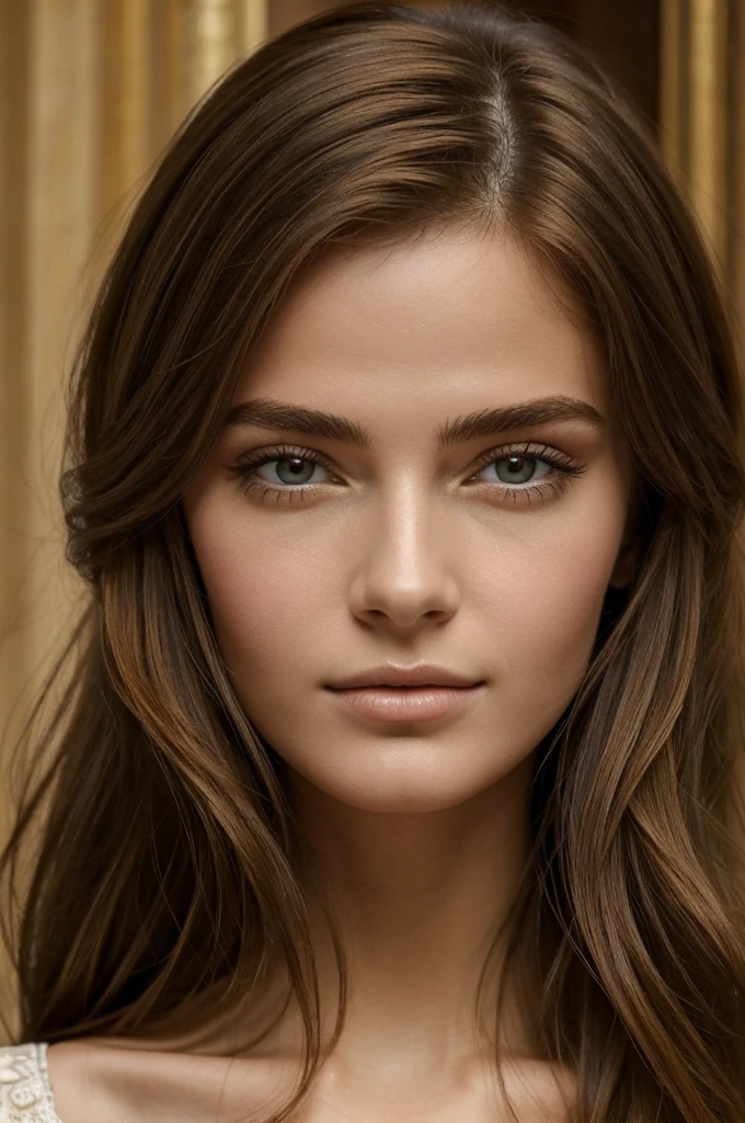 ((best quality)), ((masterpiece)), (detailed), perfect, une femme de 20 ans, épaule dénudé, cheveux brun, poitrine imposante, yeux marron, peu bronzé, type italienne