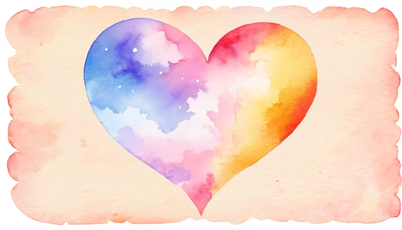 Cute heart symbol、Watercolor Touch