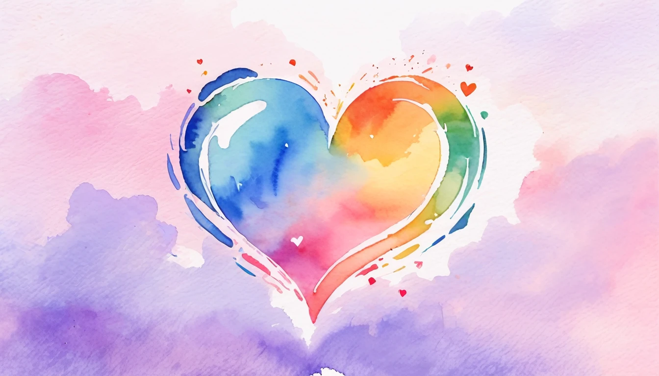 Cute heart symbol、Watercolor Touch