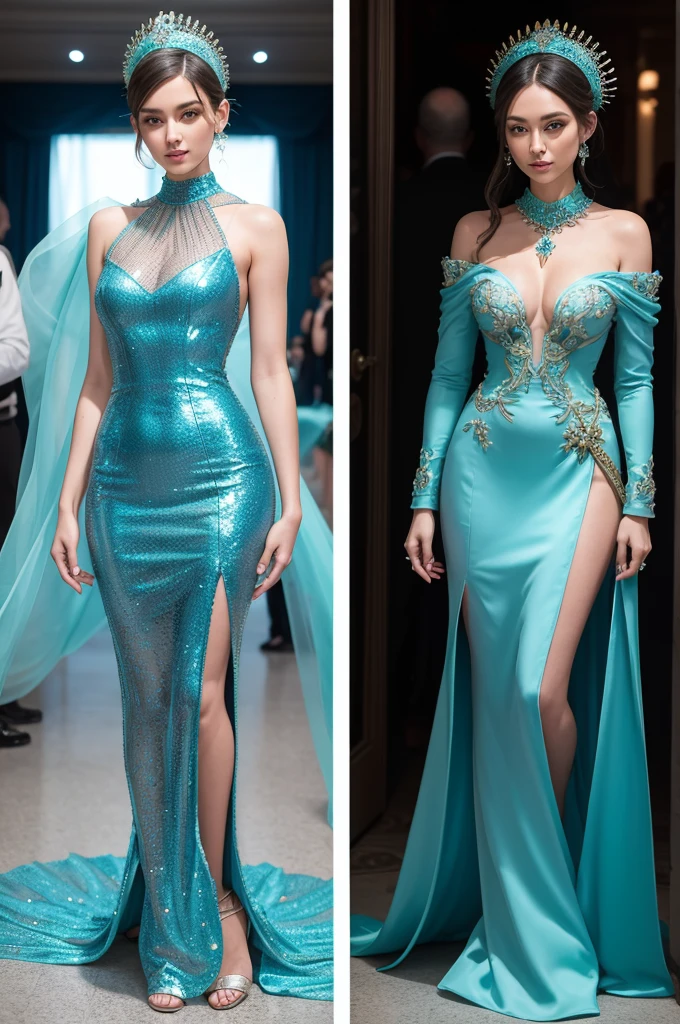 Make an outfit for the Met Gala with a sea theme 
