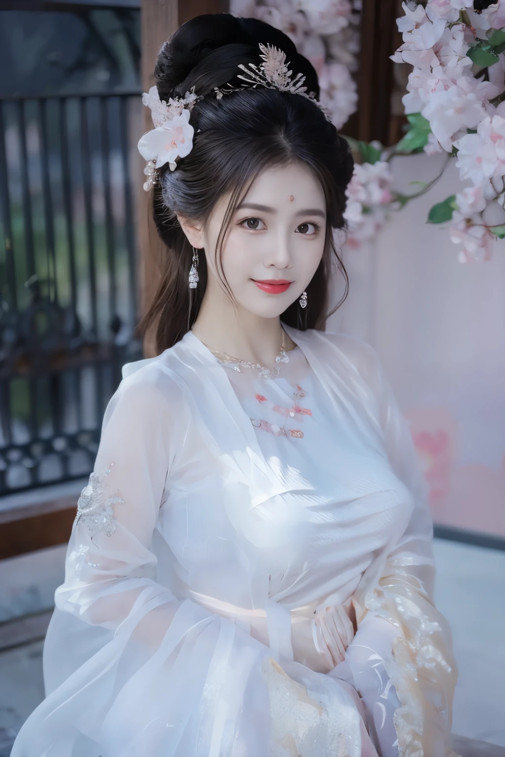 in pink，cleavage，underdressing