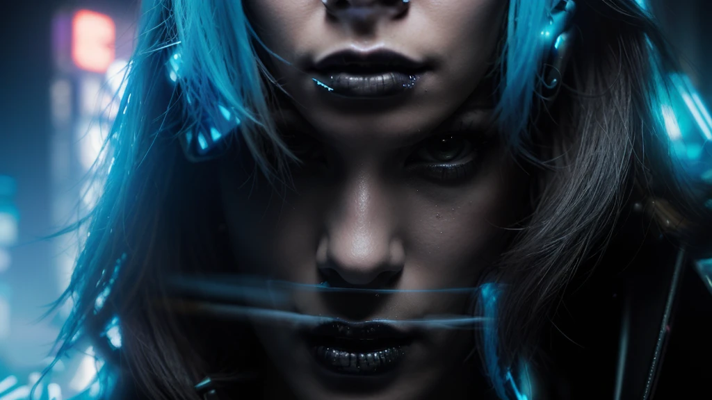 a woman with a cigarette in her mouth and a necklace on, cyberpunk horror style, cyberpunk vibe, beautiful cyberpunk girl face, cyberpunk vibes, inspired by Elsa Bleda, cyberpunk girl, aesthetic cyberpunk, blade runner vibes, grunge cyberpunk, cyberpunk aesthetics, cyberpunk aesthetic, cyberpunk look, cyberpunk art style, cyberpunk))), the cyberpunk girl portrait, by Liam Wong