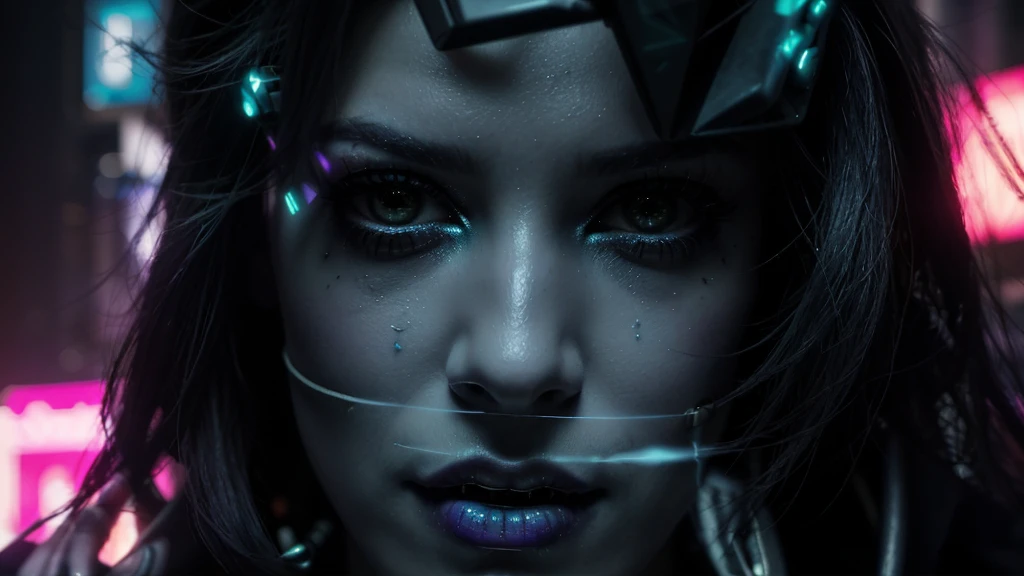 a woman with a cigarette in her mouth and a necklace on, cyberpunk horror style, cyberpunk vibe, beautiful cyberpunk girl face, cyberpunk vibes, inspired by Elsa Bleda, cyberpunk girl, aesthetic cyberpunk, blade runner vibes, grunge cyberpunk, cyberpunk aesthetics, cyberpunk aesthetic, cyberpunk look, cyberpunk art style, cyberpunk))), the cyberpunk girl portrait, by Liam Wong