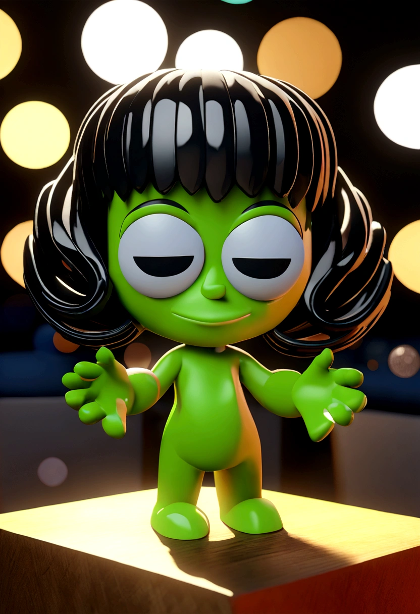 Cartoon character of a black woman in black glasses and black shirt and nude suit, short curly hair, an animated character, stylized character, animation style rendering, 3d stylized, Arnold Maya rendering, Stylized 3D rendering, toon render screenshot, 3d character, 3d character, Stylized 3D rendering, 3D character rendering, cartoon character, Personagem de close up, character posing, (Pixar-style) (master part:1.2) (bokeh) (best qualityer) (skin detailed) (detailed texture) (8K) (Argilla) (cinematic lighting) (sharp focus，Sit down and lift your upper body